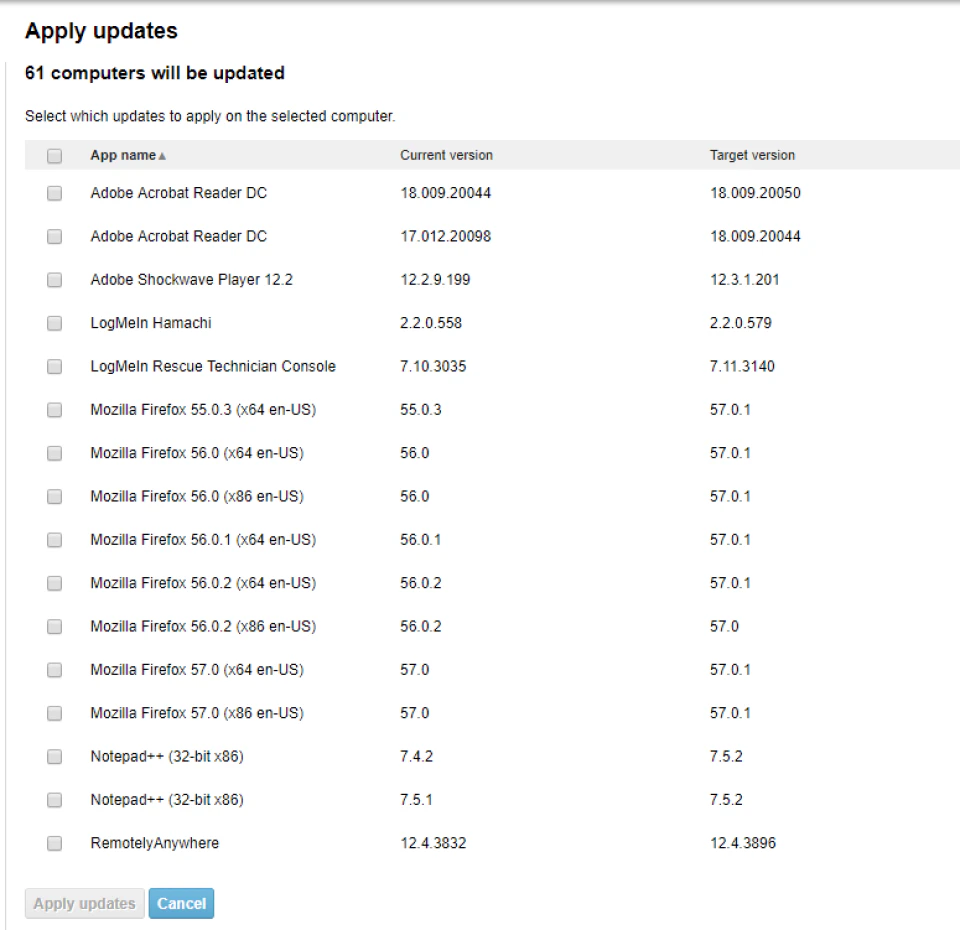 screenshot of LogMeIn Central